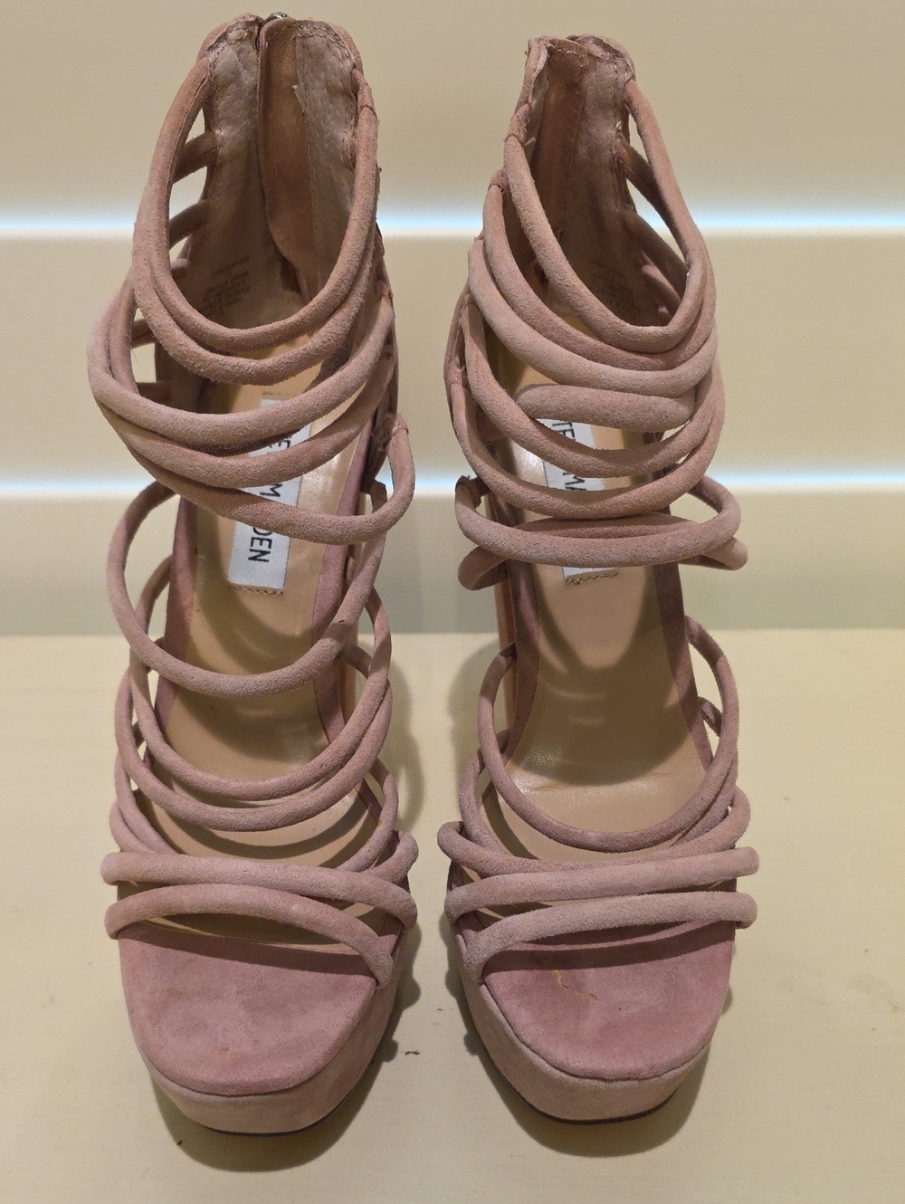 Steve Madden Dusty Pink Multi-Strap Platform Heels